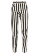 Matchesfashion.com Saint Laurent - Striped Mid Rise Slim Leg Jeans - Womens - Black White