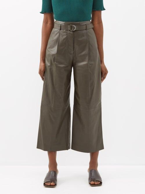 Altuzarra - Albany Belted Cropped Wide-leg Trousers - Womens - Dark Green