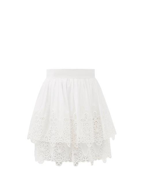 Dolce & Gabbana - Guipure-lace Cotton-blend Skirt - Womens - White