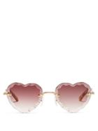 Matchesfashion.com Chlo - Rosie Heart Shape Sunglasses - Womens - Dark Red
