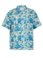 Matchesfashion.com By Walid - Sensu Floral Print Short Sleeved Silk Satin Shirt - Mens - Blue White