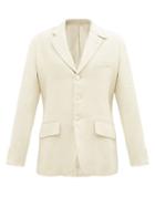 Zanini - Single-breasted Linen-blend Twill Suit Jacket - Womens - White