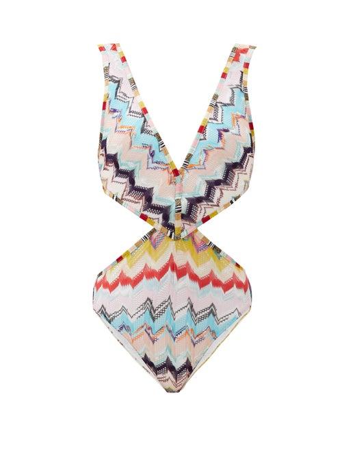 Matchesfashion.com Missoni - Zigzag-knitted Swimsuit - Womens - Multi
