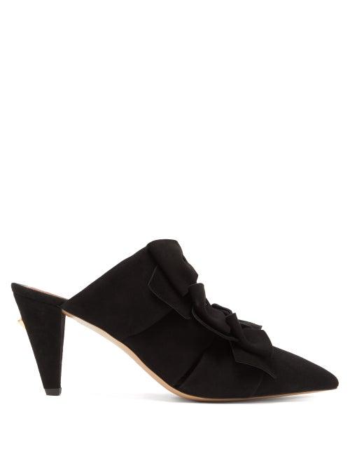 Matchesfashion.com Osman - Aadya Bow Embellished Suede Mules - Womens - Black