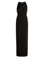 Versace Cut-out Neck High-slit Sleeveless Silk Gown