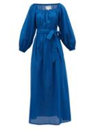 Matchesfashion.com Mara Hoffman - Malika Square-neck Fil-coup Cotton Dress - Womens - Navy