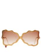 Matchesfashion.com Francis De Lara - Teardrop Ruby, Amethyst & Gold Plated Sunglasses - Womens - Gold