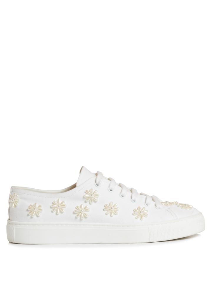 Simone Rocha Floral-embellished Canvas Low-top Trainers