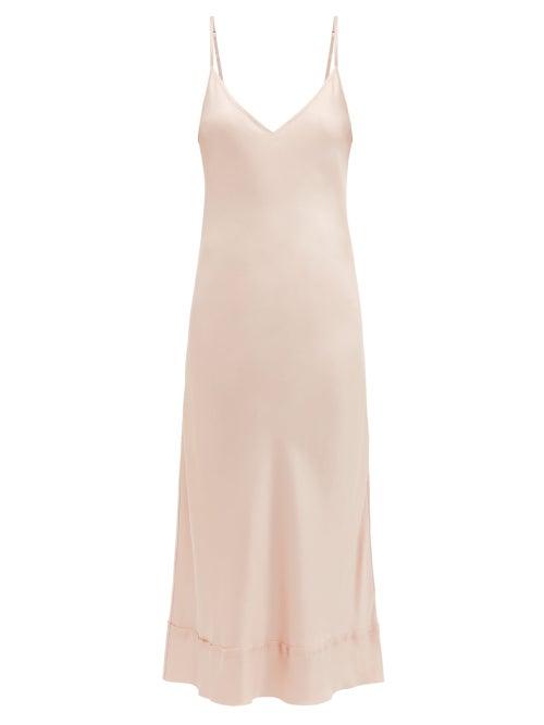 Matchesfashion.com Lee Mathews - Stella Raw Edged Silk Satin Slip Dress - Womens - Light Pink