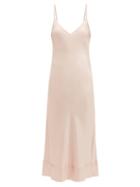 Matchesfashion.com Lee Mathews - Stella Raw Edged Silk Satin Slip Dress - Womens - Light Pink