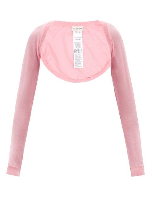 Alexander Mcqueen - Cropped Cashmere Cardigan - Womens - Light Pink