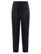 Matchesfashion.com Vince - Drawstring Tapered Leg Satin Trousers - Womens - Navy
