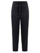 Matchesfashion.com Vince - Drawstring Tapered Leg Satin Trousers - Womens - Navy