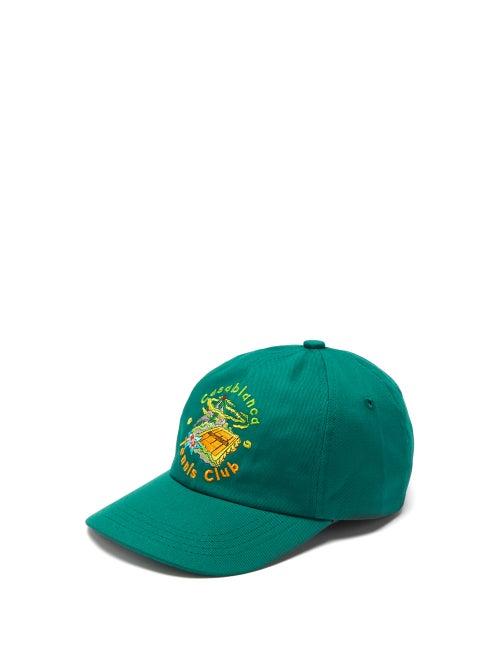 Matchesfashion.com Casablanca - Casablanca Tennis Club Embroidered Cotton Cap - Mens - Green