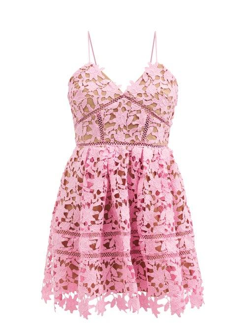 Self-portrait - Azalea Floral Guipure-lace Mini Dress - Womens - Pink