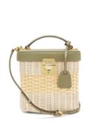 Matchesfashion.com Mark Cross - Benchley Leather And Rattan Bag - Womens - Green Multi