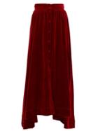 Matchesfashion.com Raquel Diniz - Dana Handkerchief Hem Silk Velvet Skirt - Womens - Red