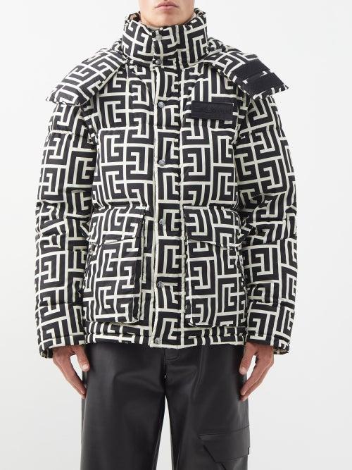 Balmain - Hybrid Logo-print Down Jacket - Mens - Ivory Black