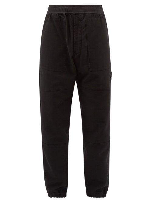 Stone Island - Logo-patch Cotton-moleskin Track Pants - Mens - Black