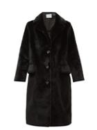 Matchesfashion.com Stand Studio - Theresa Single Breasted Faux Fur Coat - Womens - Black