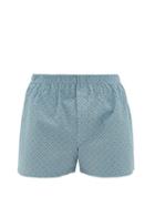 Matchesfashion.com Sunspel - Cotton Plant Print Cotton Boxer Shorts - Mens - Light Blue