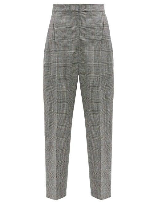 Matchesfashion.com Alexander Mcqueen - Glen-check Wool-blend Twill Pegged Trousers - Womens - Grey