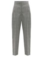 Matchesfashion.com Alexander Mcqueen - Glen-check Wool-blend Twill Pegged Trousers - Womens - Grey