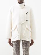 Ganni - Toggle-fastening Faux Shearling Coat - Womens - Cream