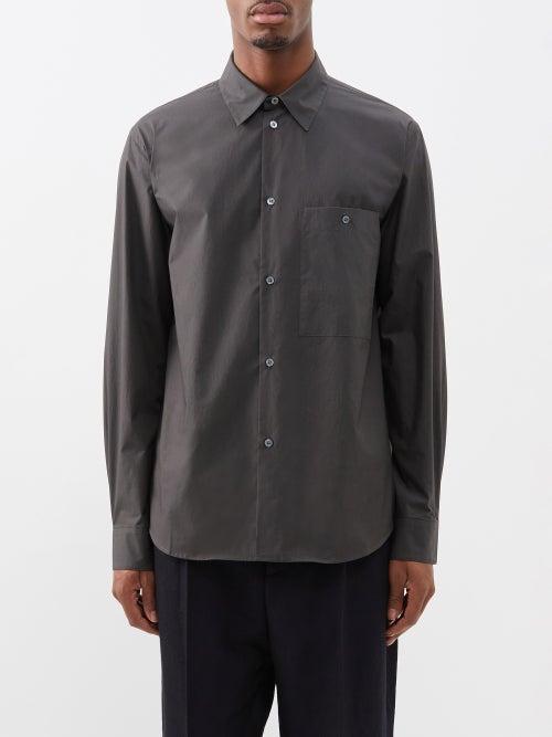 Studio Nicholson - Chest-pocket Cotton-poplin Shirt - Mens - Grey
