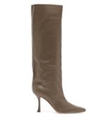 Jimmy Choo - Chad 90 Leather Knee-high Boots - Womens - Beige