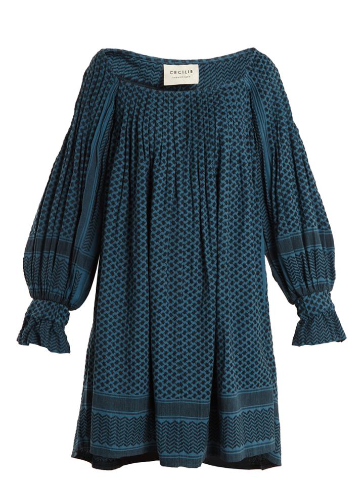 Cecilie Copenhagen Square-neck Scarf-jacquard Cotton Dress