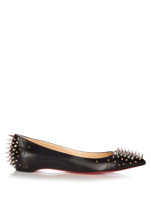 Christian Louboutin Goldoflat Spike-embellished Leather Flats