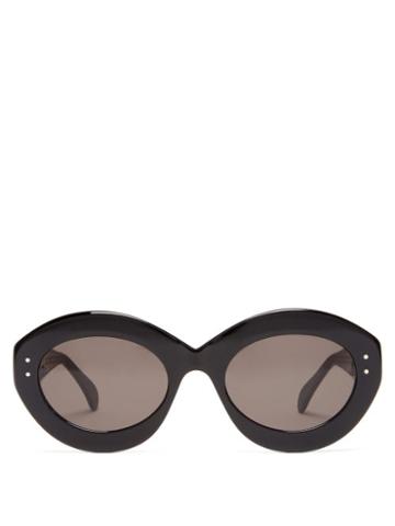 Matchesfashion.com Alaia - Oval Acetate Sunglasses - Womens - Black