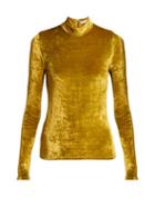 Matchesfashion.com Sonia Rykiel - Saint Germain High Neck Velvet Top - Womens - Yellow