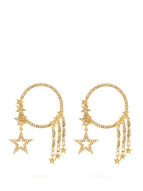 Matchesfashion.com Oscar De La Renta - Star Crystal Embellished Earrings - Womens - Gold