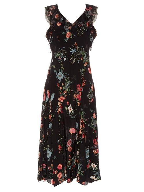 Rebecca Taylor Meadow Floral Sleeveless Ruffled Dress