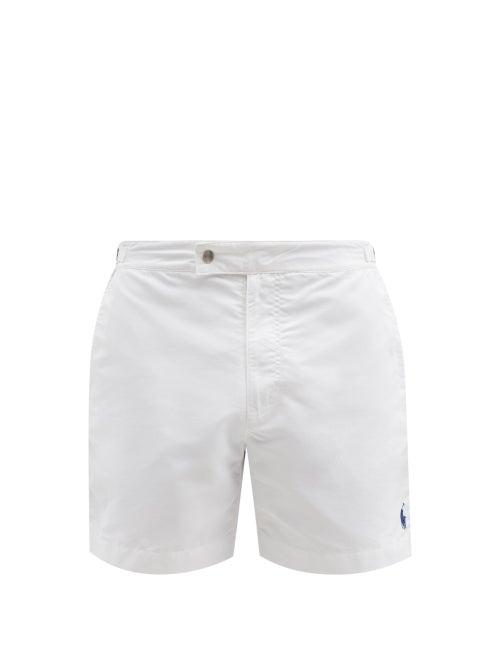 Matchesfashion.com Polo Ralph Lauren - Monaco Logo-embroidered Swim Shorts - Mens - White Navy