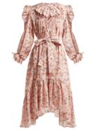 Matchesfashion.com Horror Vacui - Defensia Floral Print Cotton Dress - Womens - Pink