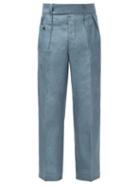 Matchesfashion.com Maison Margiela - Pleated Linen Straight-leg Trousers - Mens - Blue