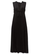 Matchesfashion.com Redvalentino - V Neck Pleated Chiffon Midi Dress - Womens - Black