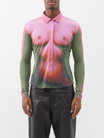Y/project - X Jean Paul Gaultier Body Morph-print Shirt - Mens - Pink Green