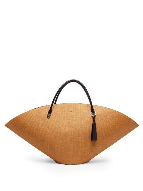 Matchesfashion.com Jil Sander - Leather Trim Raffia Tote Bag - Womens - Brown