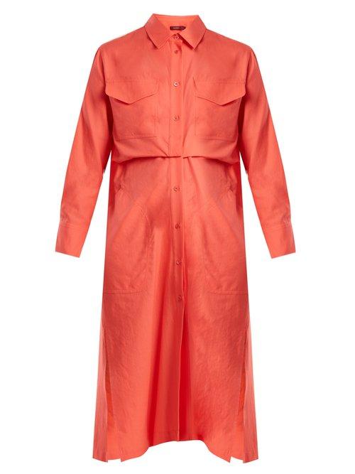 Matchesfashion.com Sies Marjan - Mona Pleat Detail Cotton Shirtdress - Womens - Pink