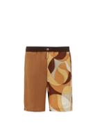 Matchesfashion.com Ahluwalia - Abstract-print Silk-blend Shorts - Mens - Brown