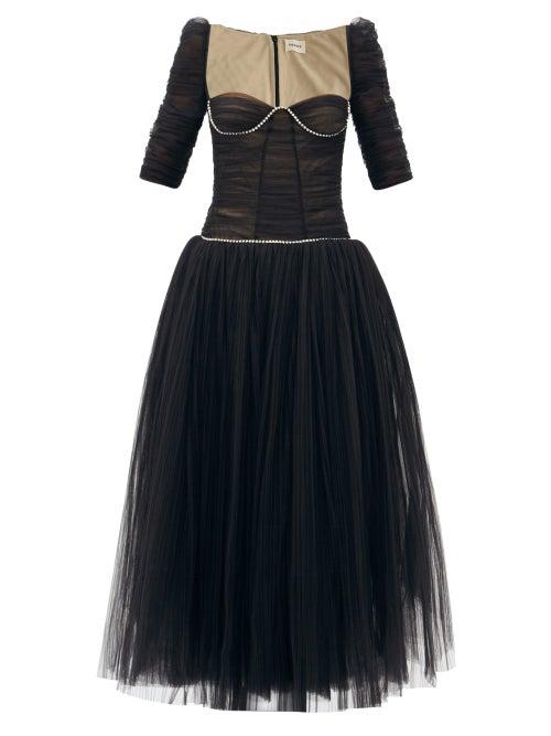 Matchesfashion.com Khaite - Desi Crystal-embellished Tulle Dress - Womens - Black
