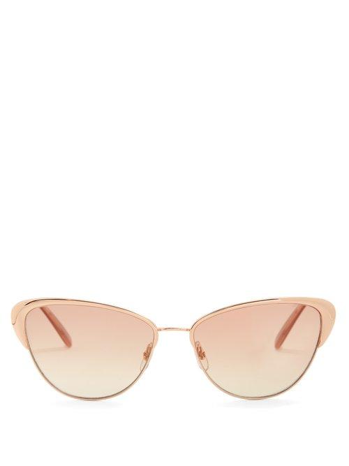 Matchesfashion.com Garrett Leight - Vista 56 Cat Eye Sunglasses - Womens - Rose Gold