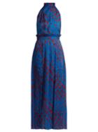 Raquel Diniz Aiko Floral-print Pleated Silk Gown