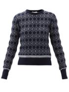 Matchesfashion.com Chlo - C-logo Jacquard Wool-blend Sweater - Womens - Navy Multi