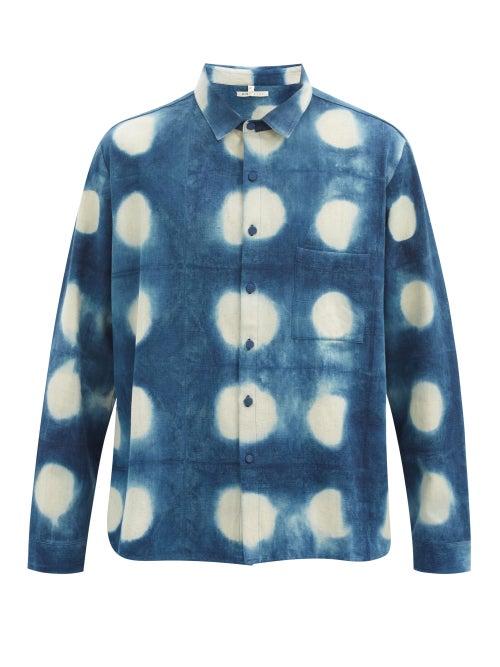 Matchesfashion.com 11.11 / Eleven Eleven - Circle-dyed Organic-cotton Shirt - Mens - Blue
