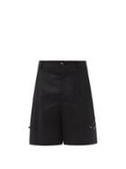 Matchesfashion.com Namacheko - Krokus-appliqu Linen-blend Shorts - Mens - Black